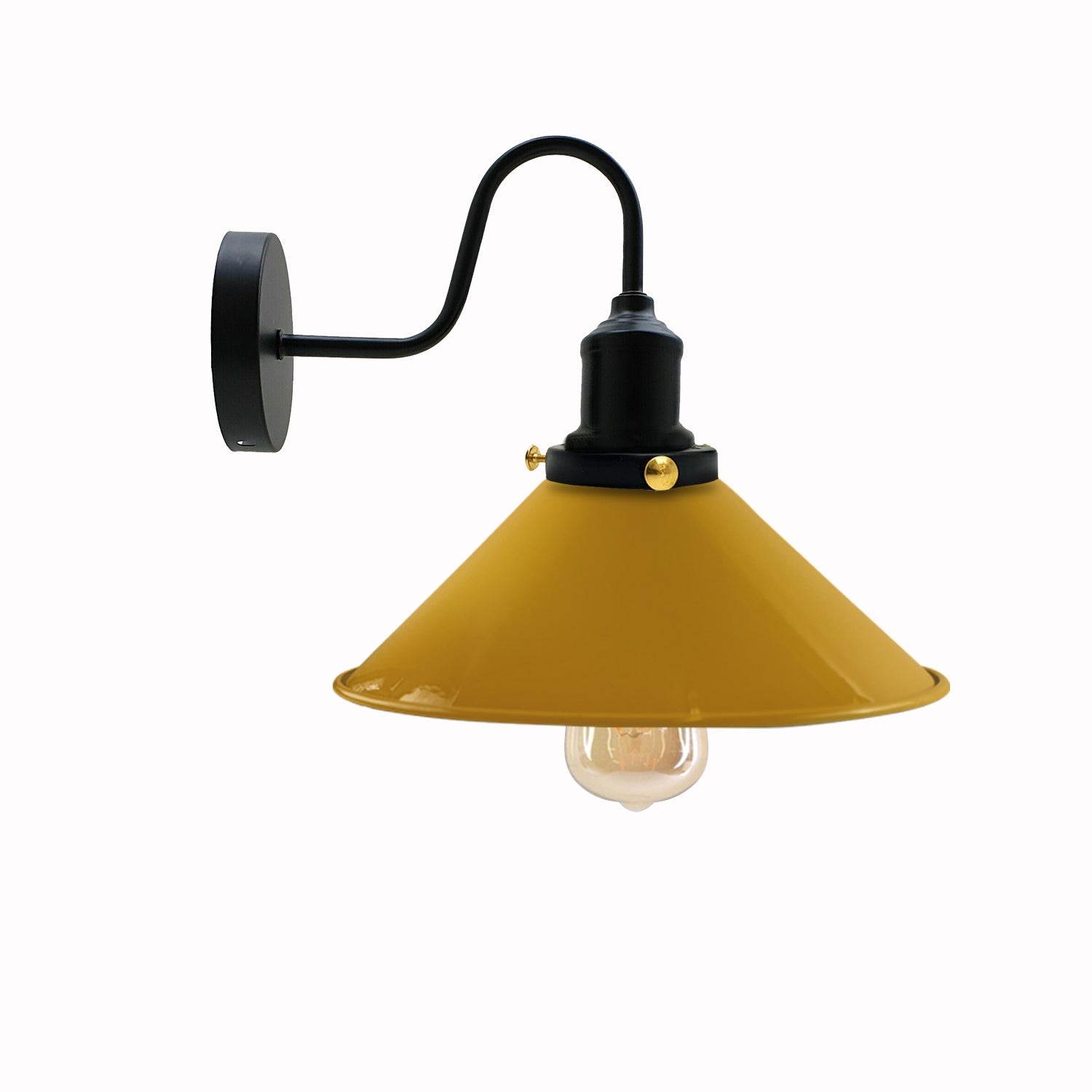 LEDSone Industrial Vintage Swan Neck Indoor Sconce Metal Cone Yellow