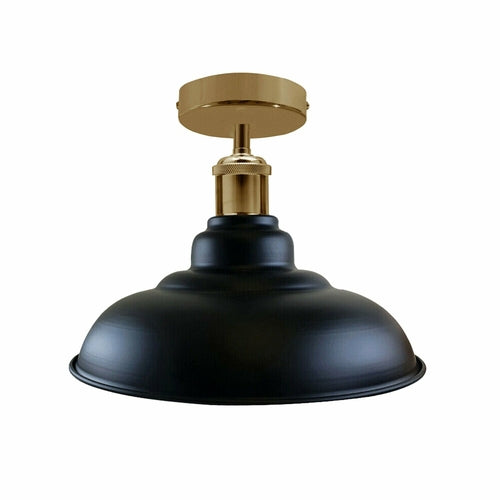 Industrial Vintage Retro Flush Mount Glossy Shade Black colour Ceiling