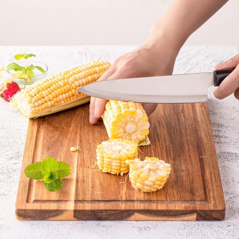 Premium Acacia Wood Chopping Board - Non-Slip Knife Board for Effortless Prep | Enhance Your Kitchen with Style and Function